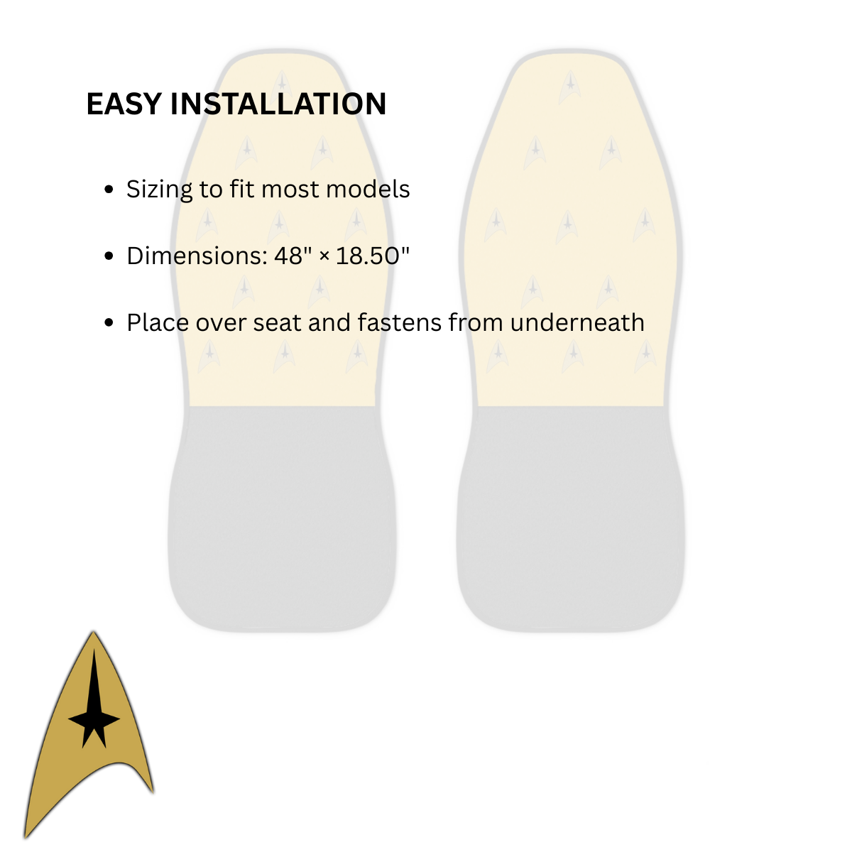 Captain Kirk Car Seat Covers (set of 2) Black