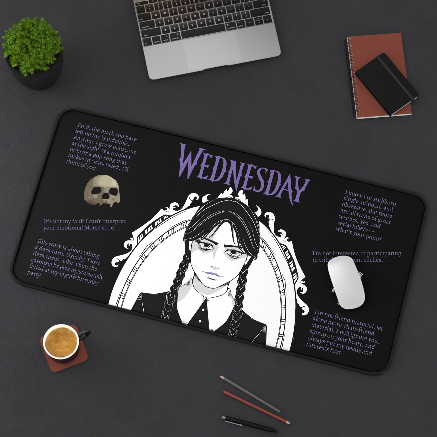 Wednesday Addams Quotes Desk Mat