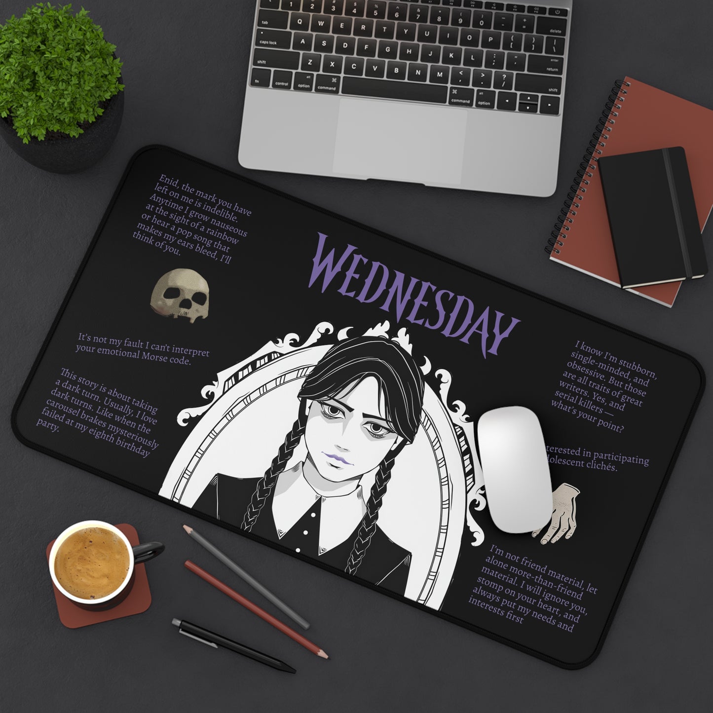 Wednesday Addams Quotes Desk Mat