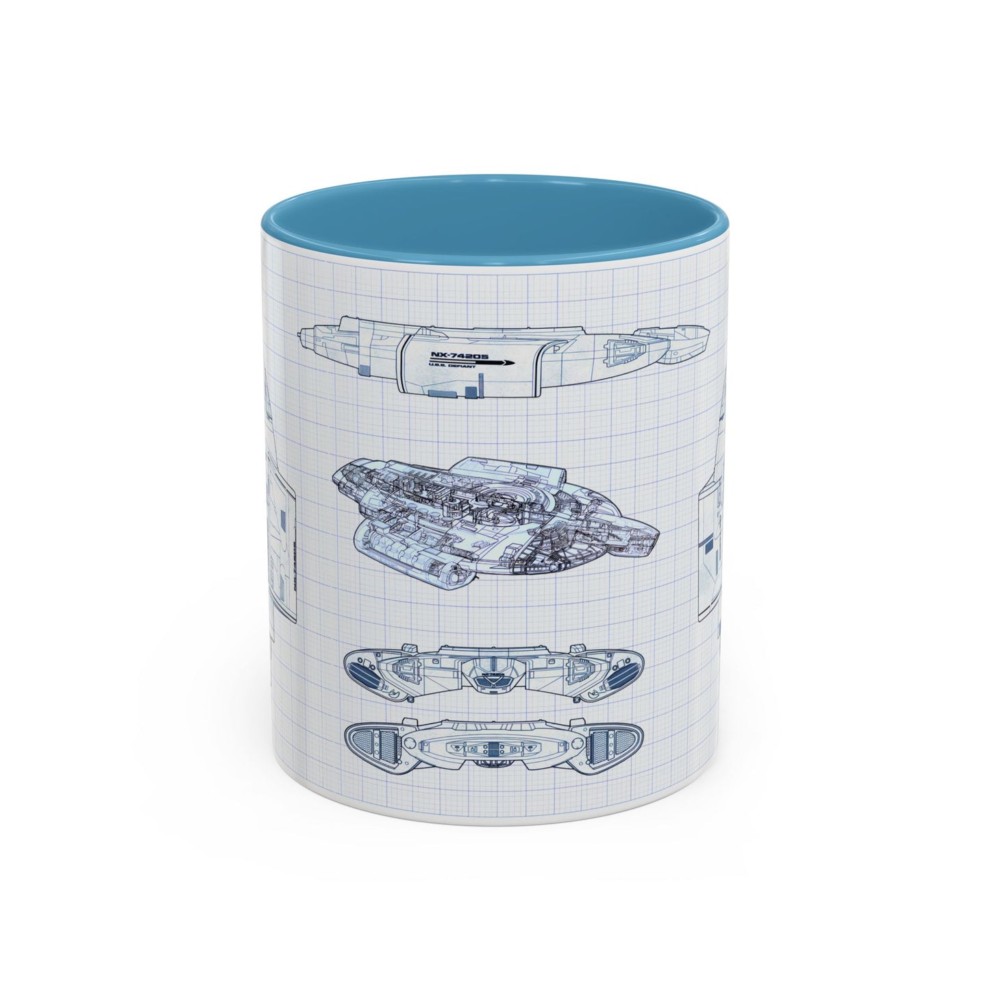 USS Defiant Starship Blueprint Coffee Mug