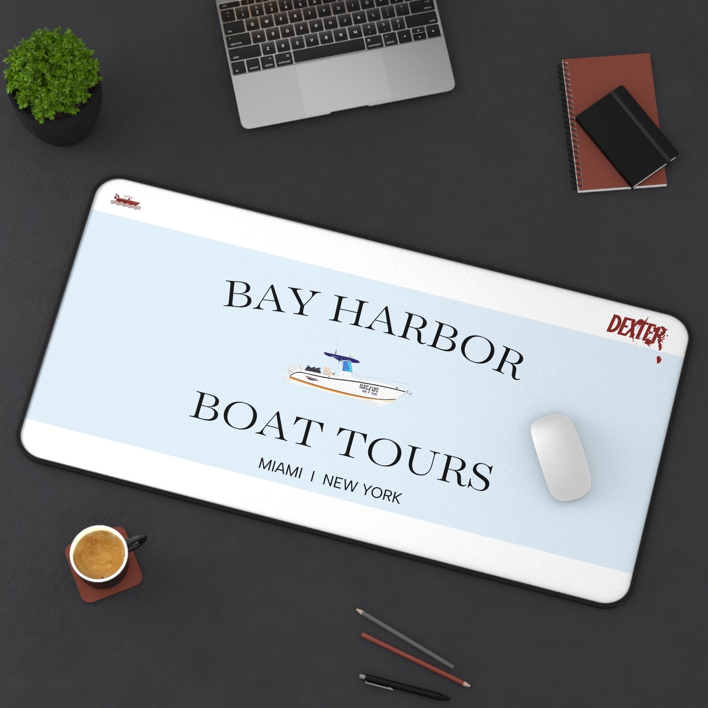 Dexter Slice of Life Desk Mat, Bay Harbor Boat Tour Mousepad I Cult TV Desk Accessories, Office Decor Humor, Desk Protector