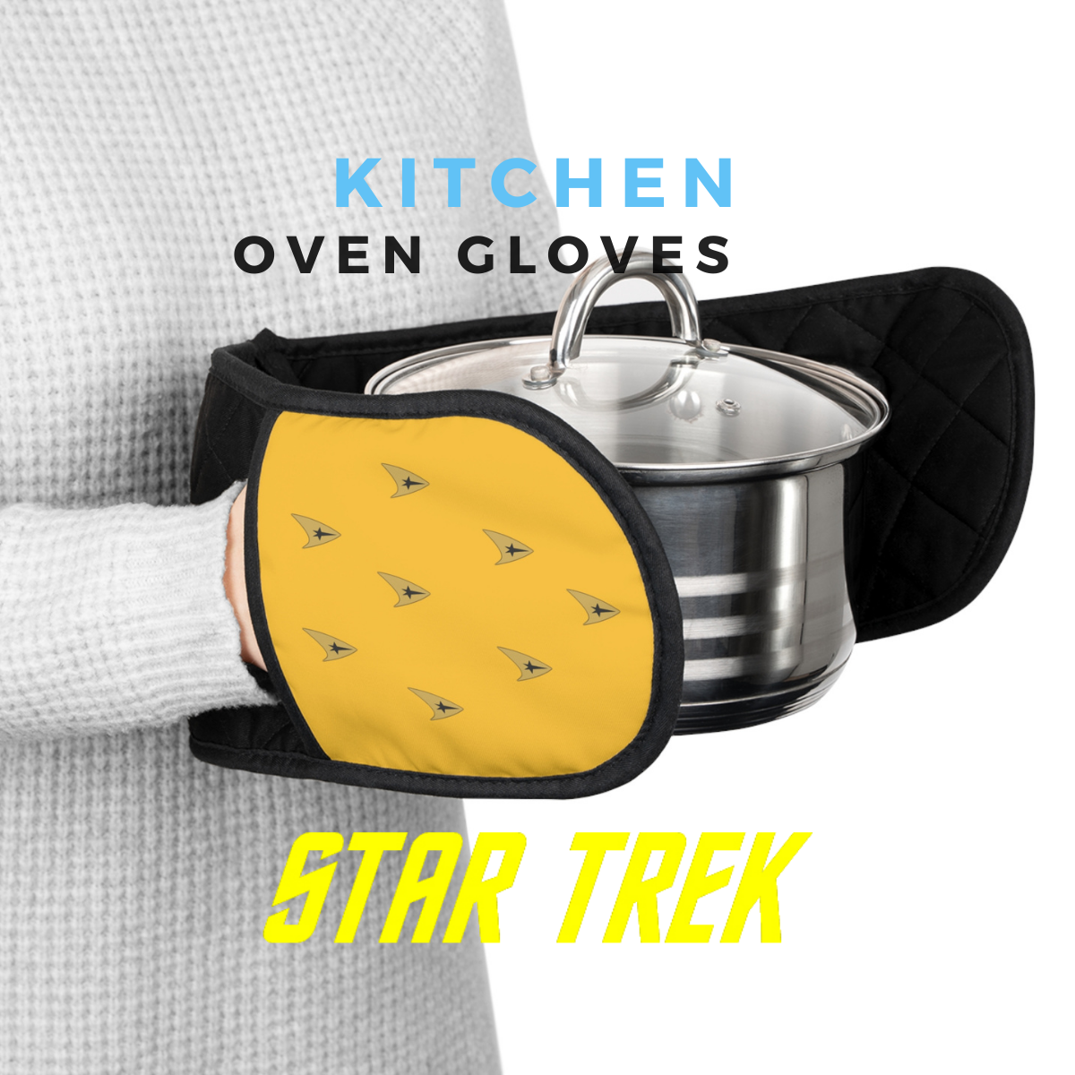 Star Trek Oven Mitts, Yellow and Blue