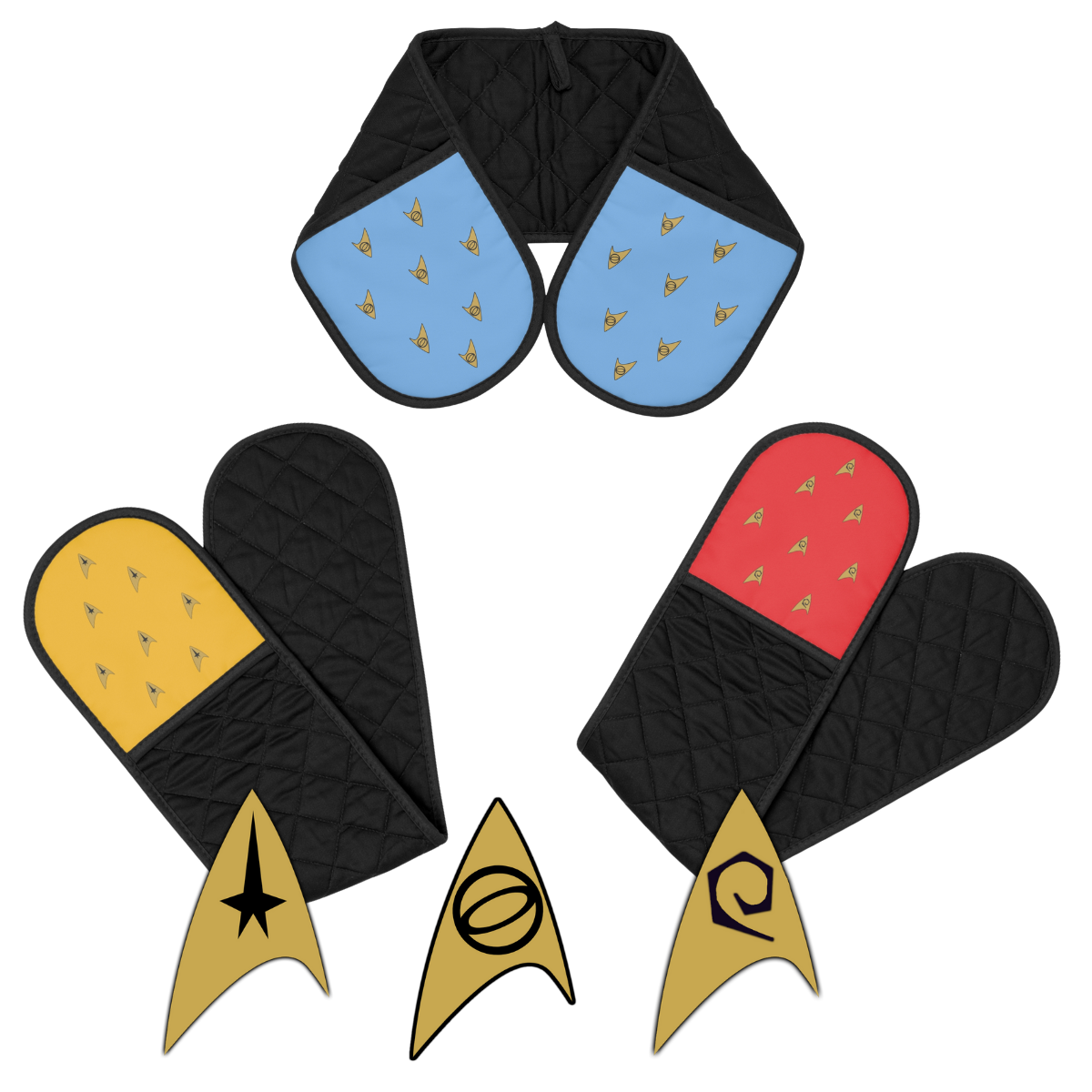 Star Trek Oven Mitts, Yellow and Blue