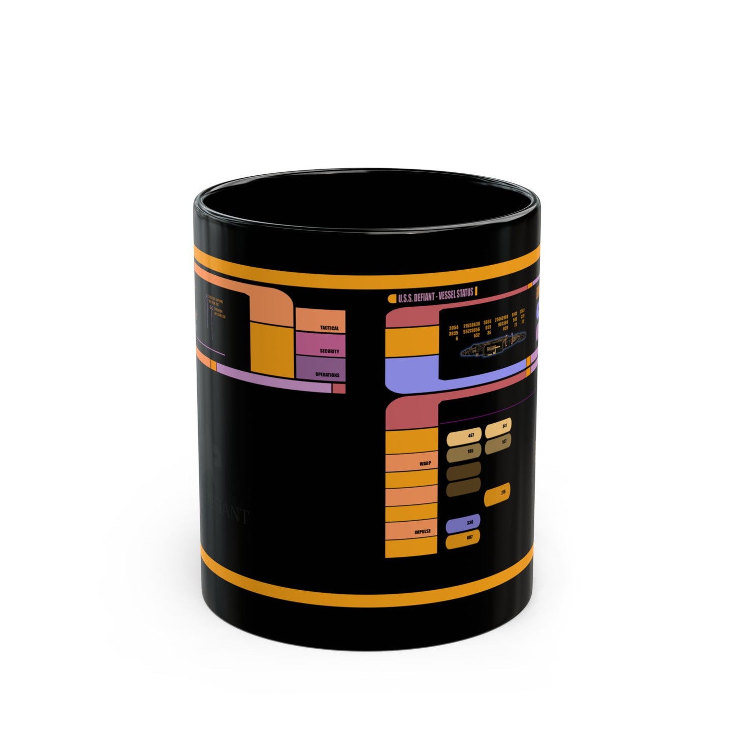 USS Defiant LCARS Mug, Trek Coffee Cup