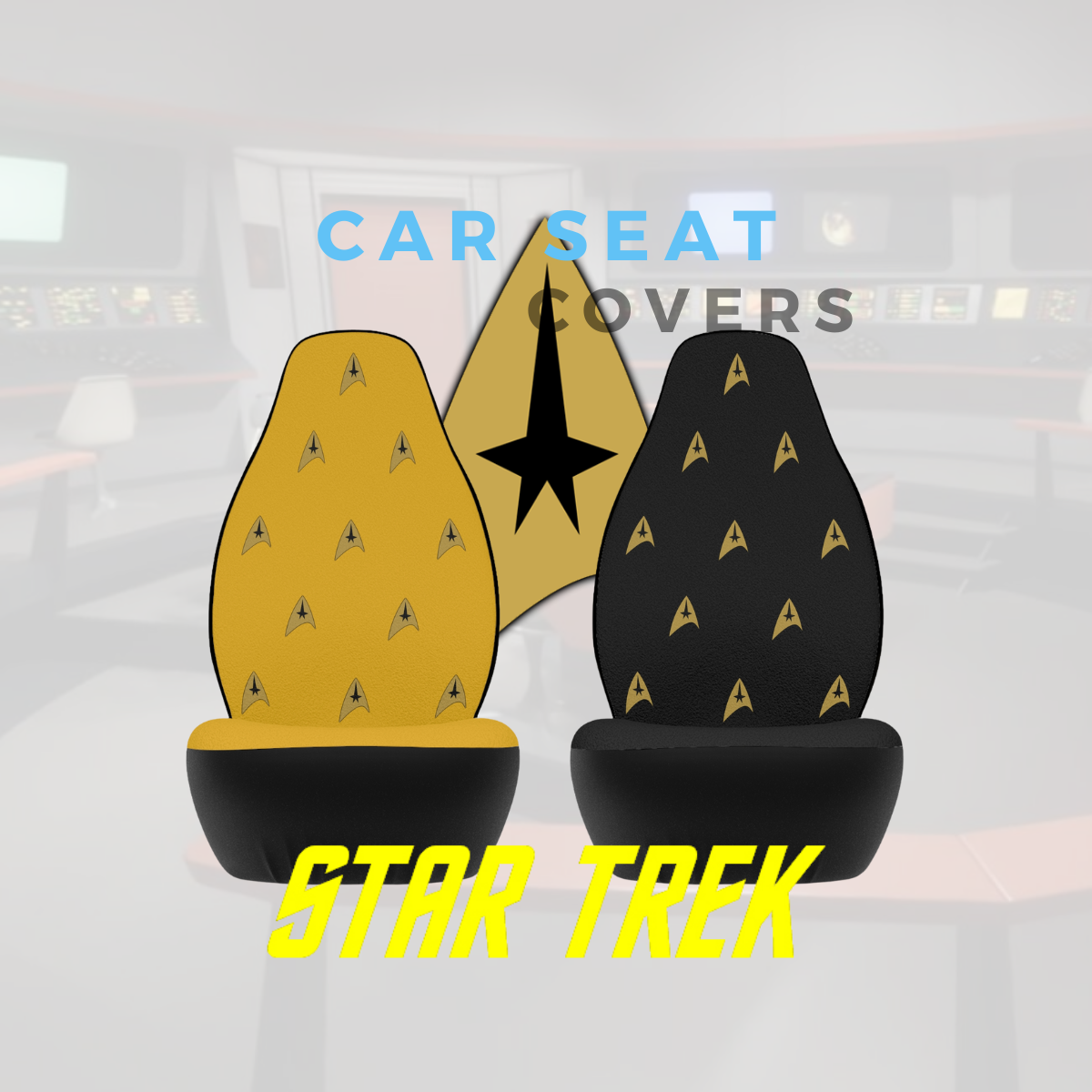 Captain Kirk Car Seat Covers (set of 2) Black