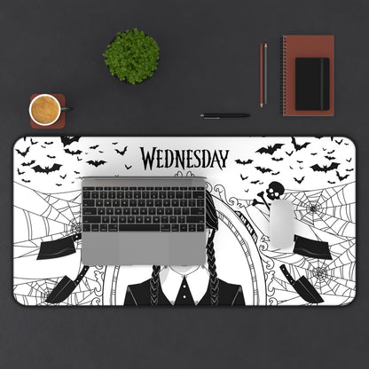 Wednesday Addams Mousepad, Monochrome Desk Mat I Mouse pad for Gamers, Gothic Desk Accessory, Kids Room Decor, XL Playmat Desk Protector