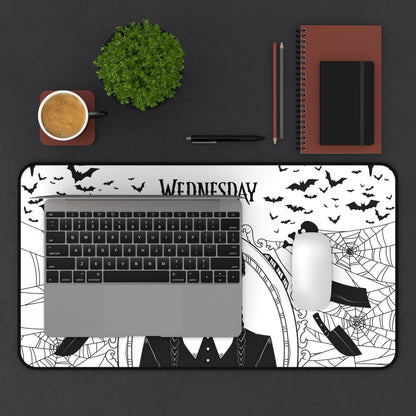 Wednesday Addams Mousepad, Monochrome Desk Mat I Mouse pad for Gamers, Gothic Desk Accessory, Kids Room Decor, XL Playmat Desk Protector