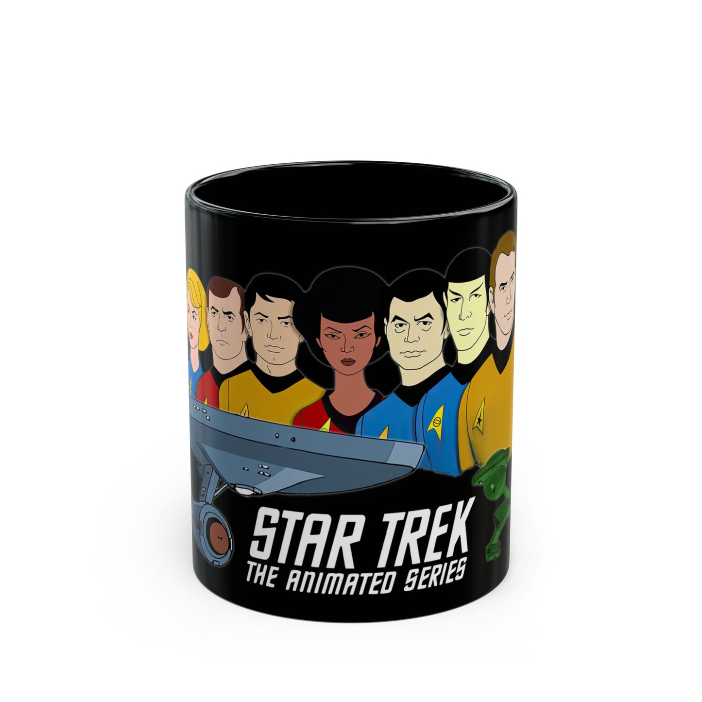 Retro Trek Mug, Animated Series Blk Background