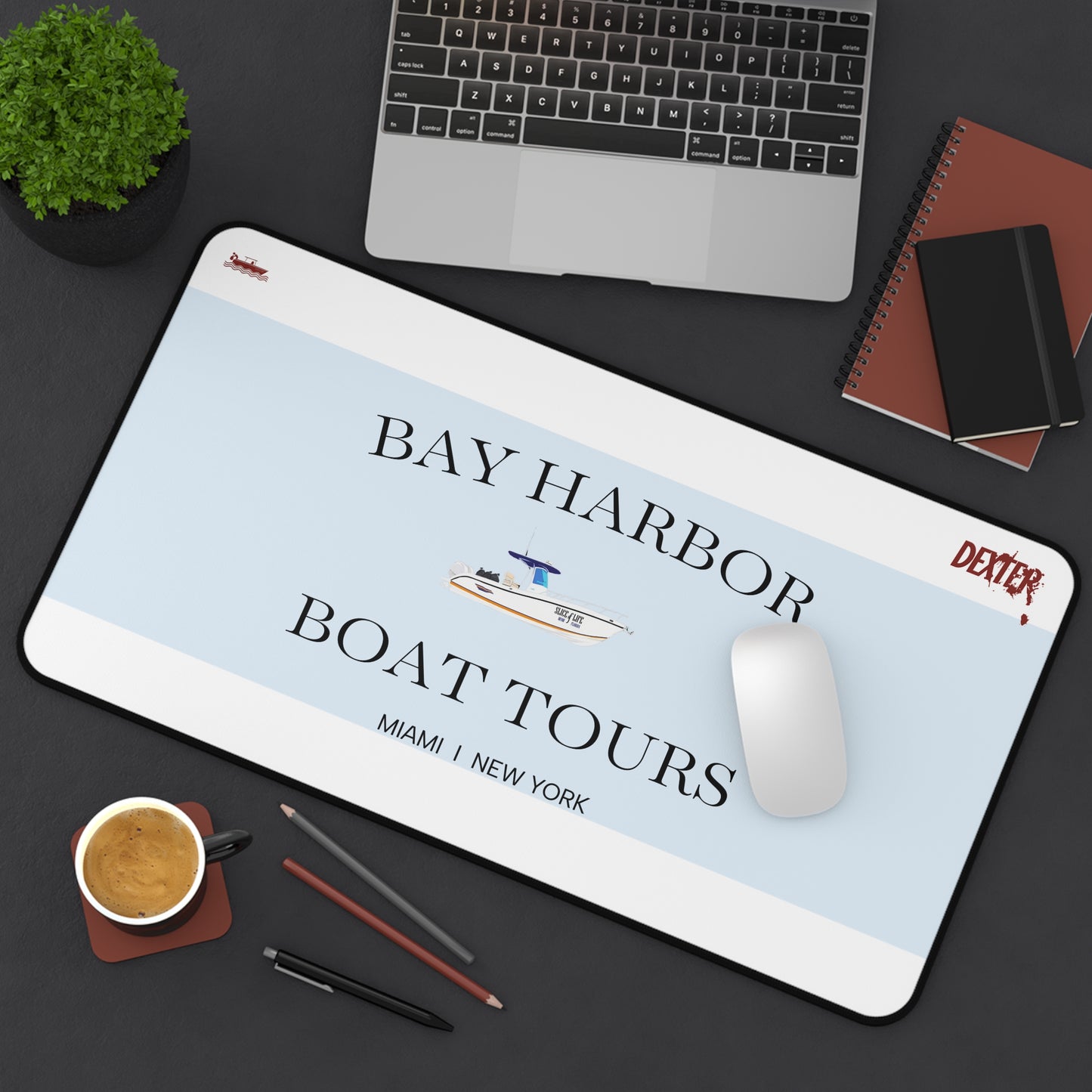 Dexter Slice of Life Desk Mat, Bay Harbor Boat Tour Mousepad I Cult TV Desk Accessories, Office Decor Humor, Desk Protector